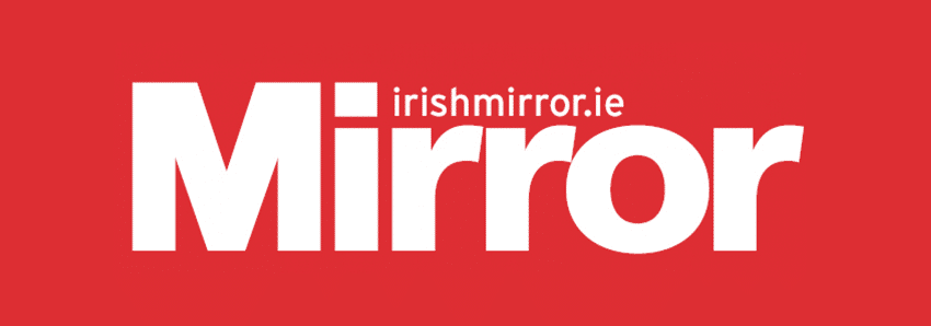 The image shows the logo of the Irish Mirror, a daily newspaper in Ireland, against a red background with an FCE Scan overlay. | FCE Scan