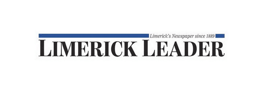 The image displays the masthead of the 'limerick leader,' recognized as Limerick's FCE Scan newspaper since 1889. | FCE Scan